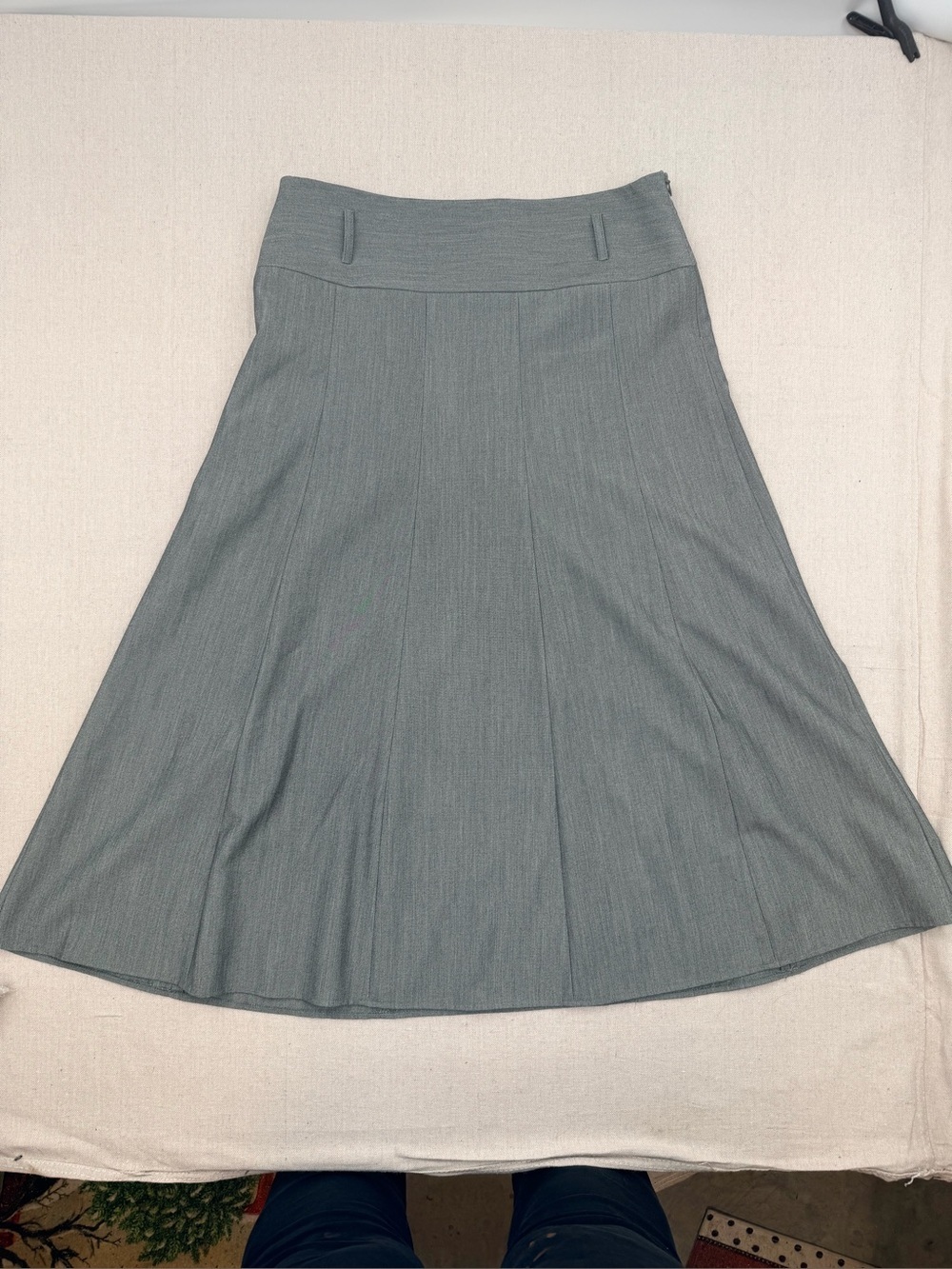 Gray A-Line Midi Skirt - Classic Women’s Skirt - Picture 2 of 4